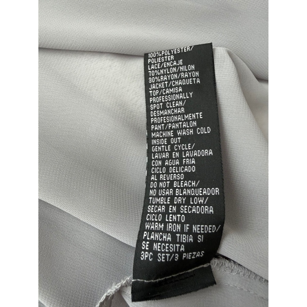 SLNY Women Silver Grey Sequin Shoulder Open Front Chiffon Jacket Size 8 - Picture 4 of 7